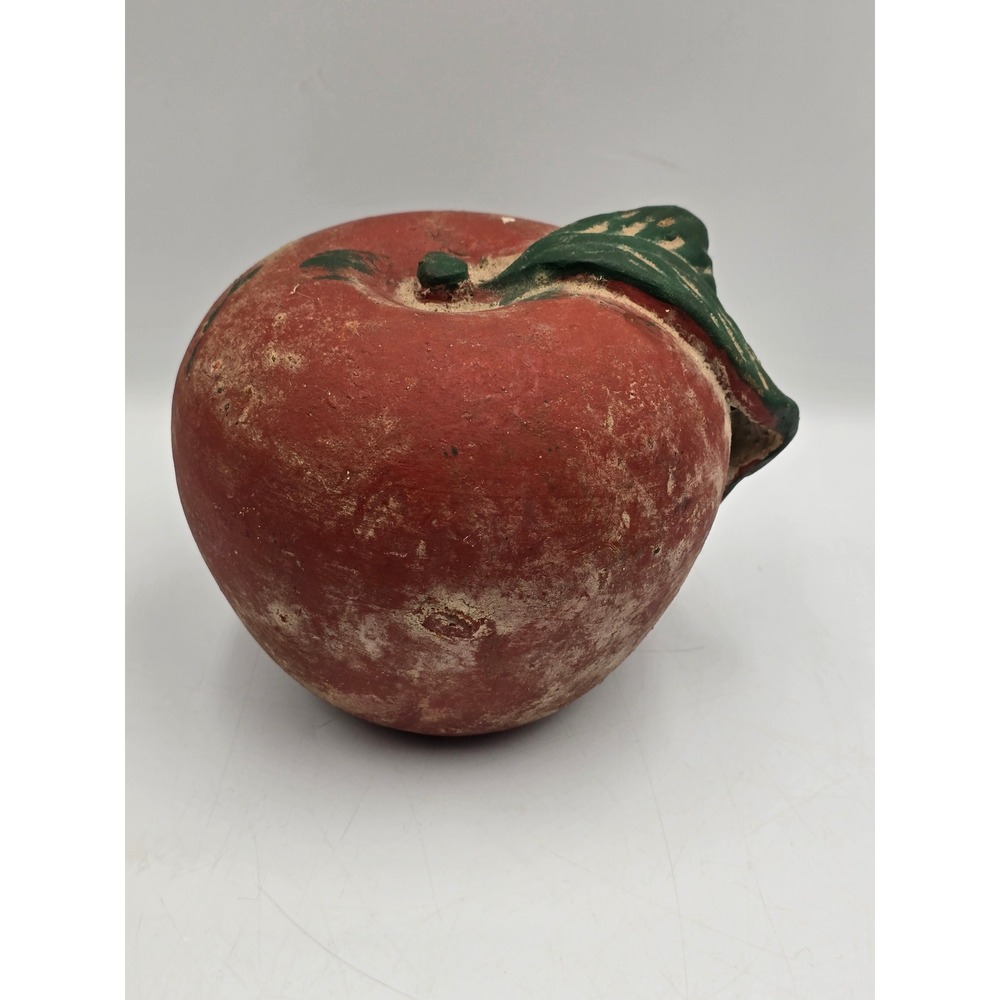 Terracotta Clay Apple Figurine Red  Rustic Farmhouse Primitive Decor hand-paint